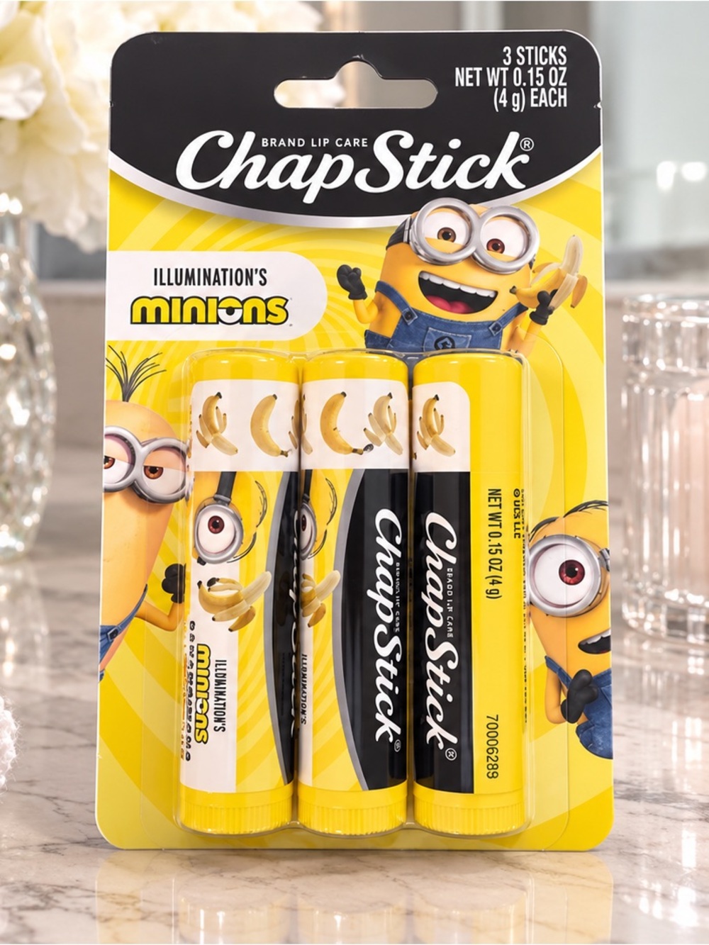 ChapStick Minions Banana-Nana Lip Balm 3 Pack Limited Edition 0.45 oz